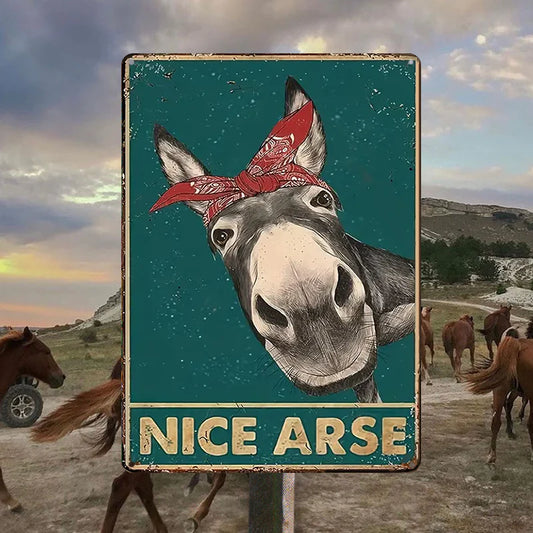 Vintage Donkey Metal Sign, Funny Wall Art For Home Decor, Decoration Signs For Man Cave