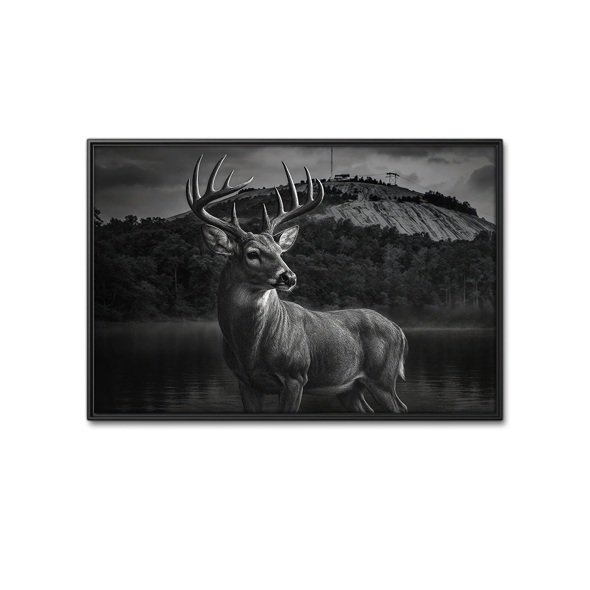 Southern Hunt Rustic Landscape Print, Georgia Deer Canvas Wall Art, Home Decor For Man Cave