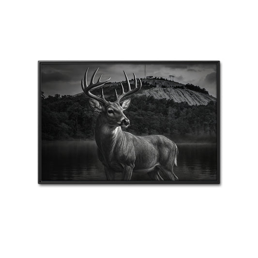 Southern Hunt Rustic Landscape Print, Georgia Deer Canvas Wall Art, Home Decor For Man Cave