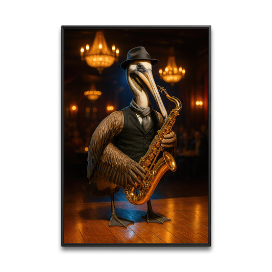 Louisiana Canvas Wall Art, Jazz Pelican Saxophone Print, Southern Hunt Inspired Wall Decor For Man Cave