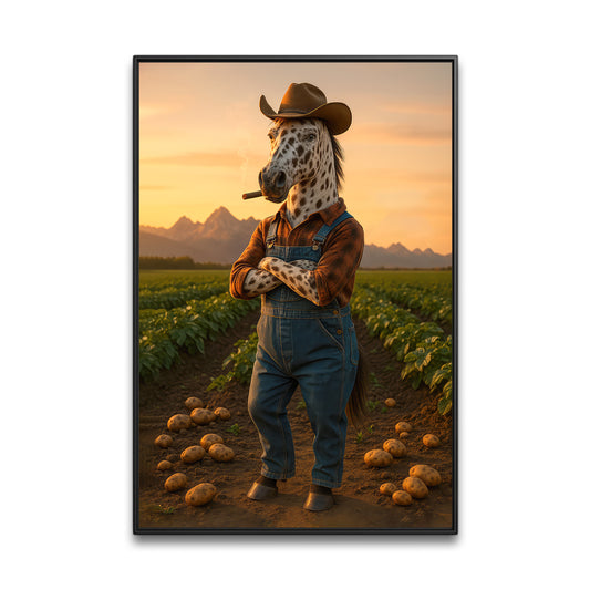 Cowboy Appaloosa Horse Farmer Print, Idaho Canvas Wall Art, Mountain West Wilderness Decor For Man Cave Walls