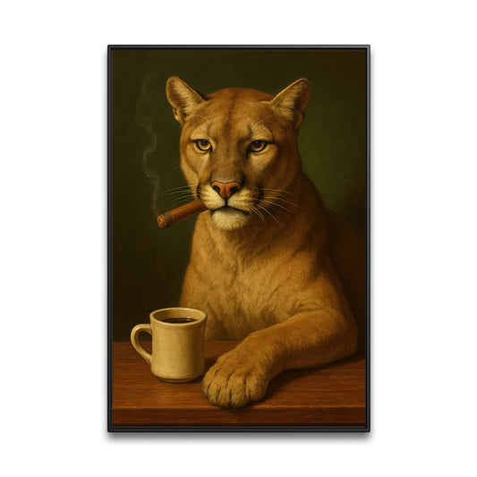 Southern Hunt Cabin Cougar Canvas Wall Art, Florida Print For Home Decor, Gift For Man Cave Walls