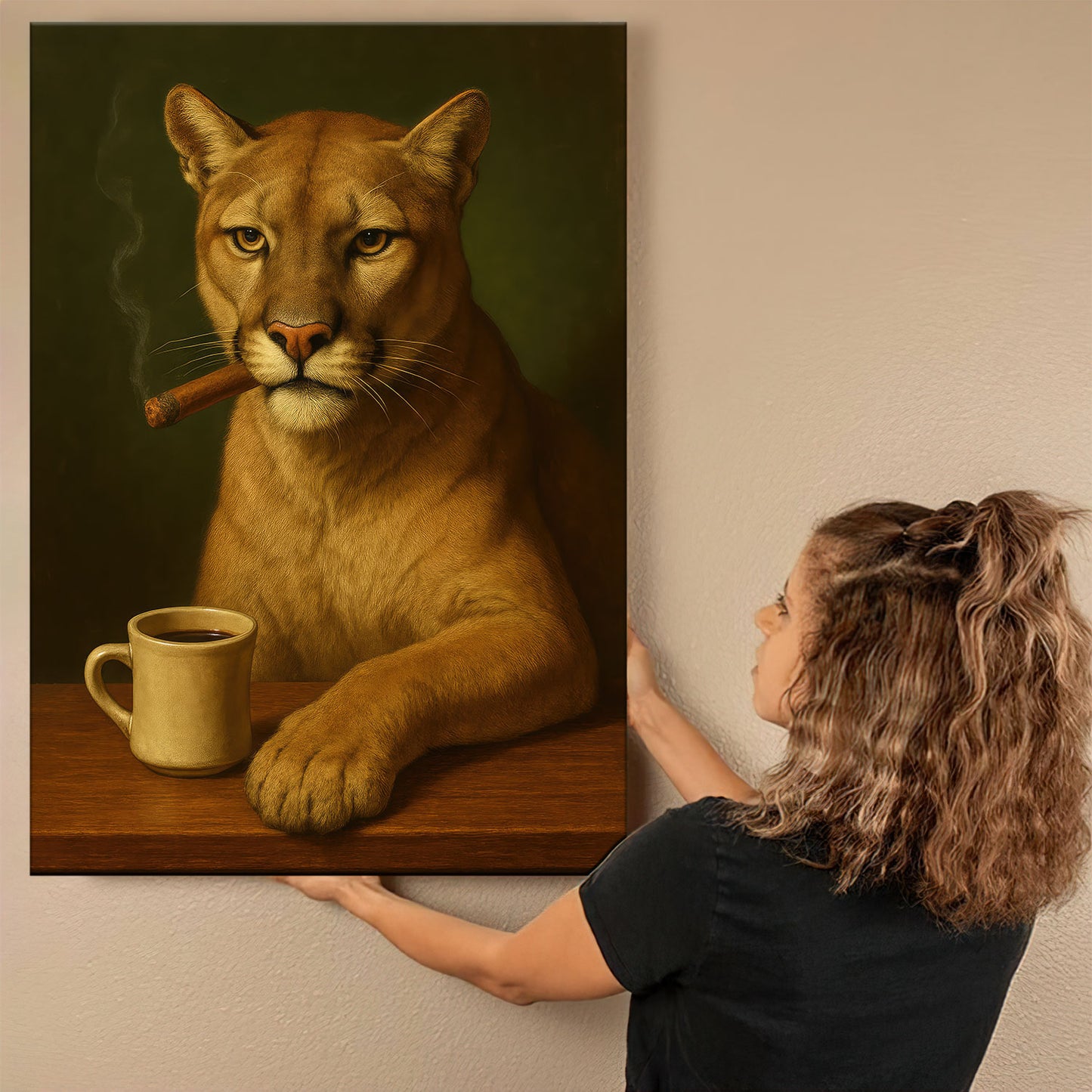 Southern Hunt Cabin Cougar Canvas Wall Art, Florida Print For Home Decor, Gift For Man Cave Walls