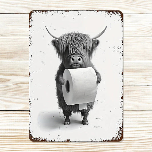 Funny Cow Bathroom Metal Sign, Vintage Signs Wall Decor, Rustic Home Decor Gift For Man Cave