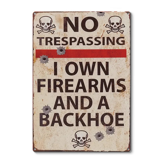 Vintage Warning Sign Metal Sign, No Trespassing Metal Sign, Outdoor Warning Sign Home Decor For Man Cave
