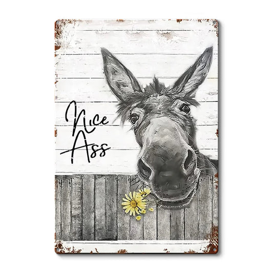 Funny Donkey Sunflower Bathroom Metal Sign, Farmhouse Bathroom And Restroom Wall Decor, Home Decor Gift Sign Man Cave